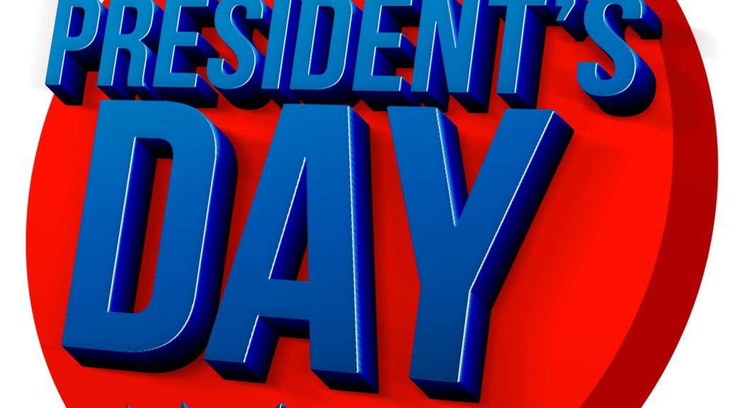 President's Day red button with Blue lettering and Stars